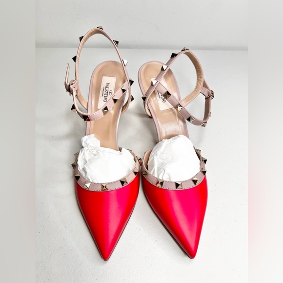 NWT Valentino Garavani Kitten Sling Back Rockstud Pump Heels Size 40/ 9.5 - Picture 3 of 10